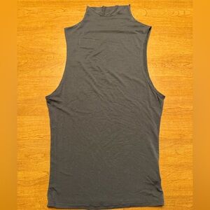 JOAH BROWN MOCK NECK DEEP CUT ARMHOLE TANK TOP SOFT MODAL GRAY STRETCH S/M